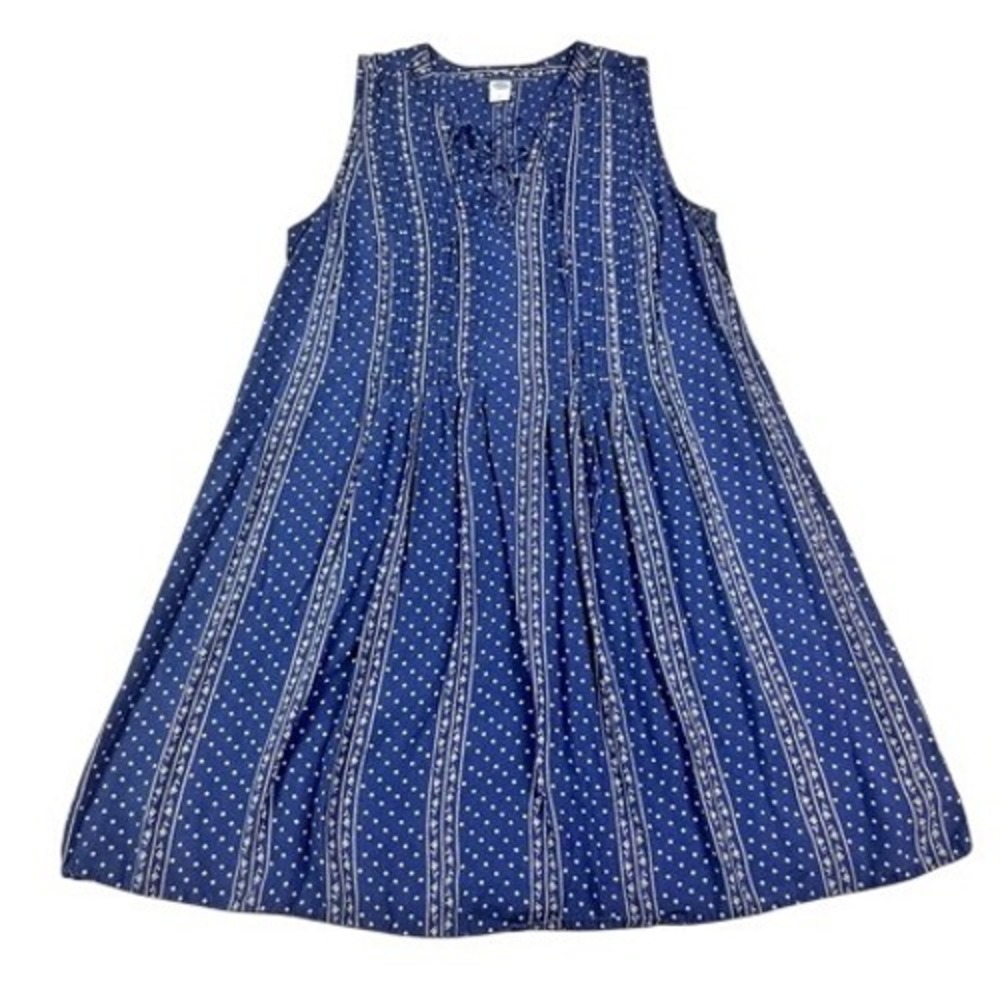 Old Navy Women's Navy Blue White Print Sleeveless Lace Up A-Line Dress Size S